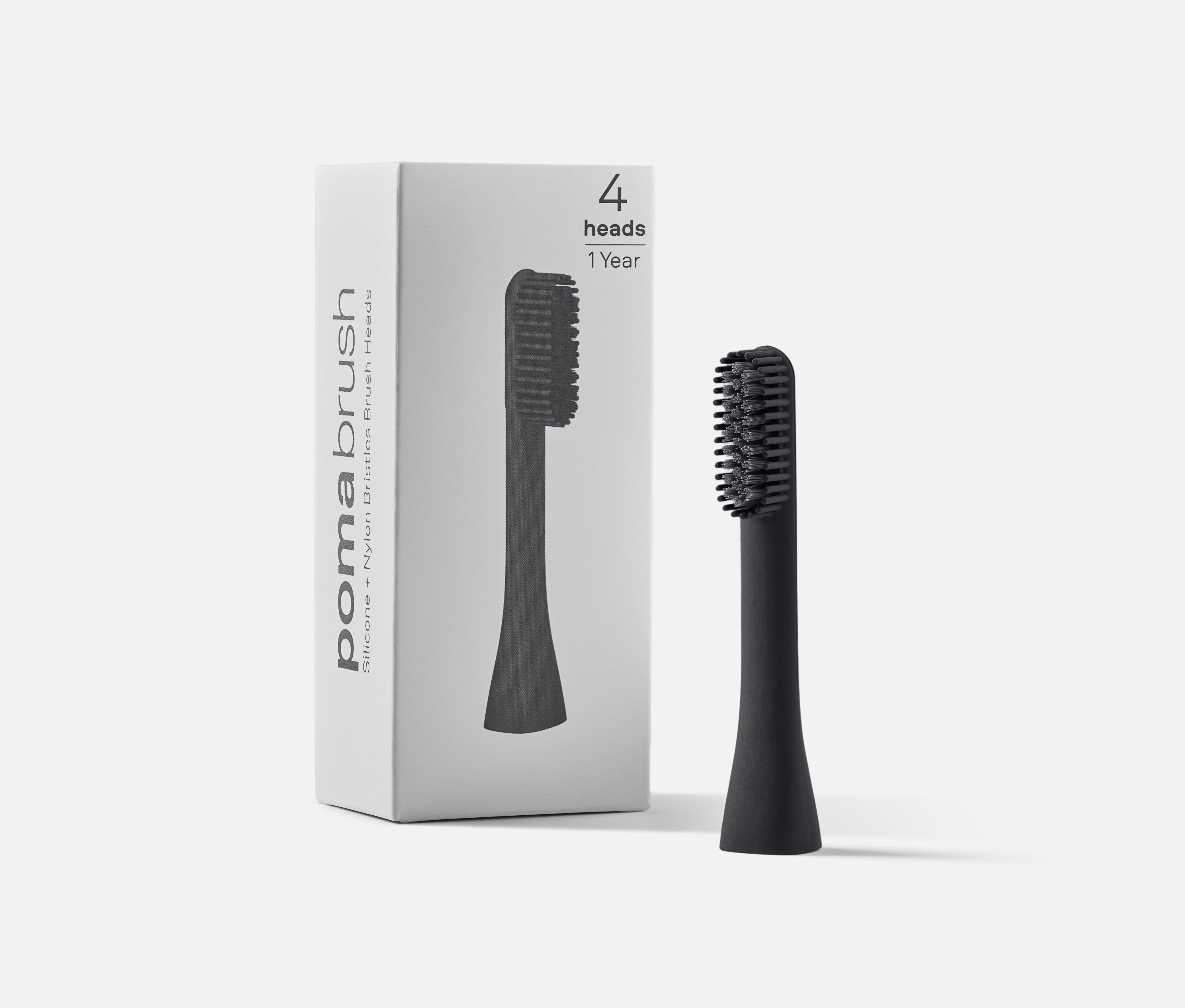 Pomabrush - Nylon-Silicone Brush Heads - Black (Pack of 4)