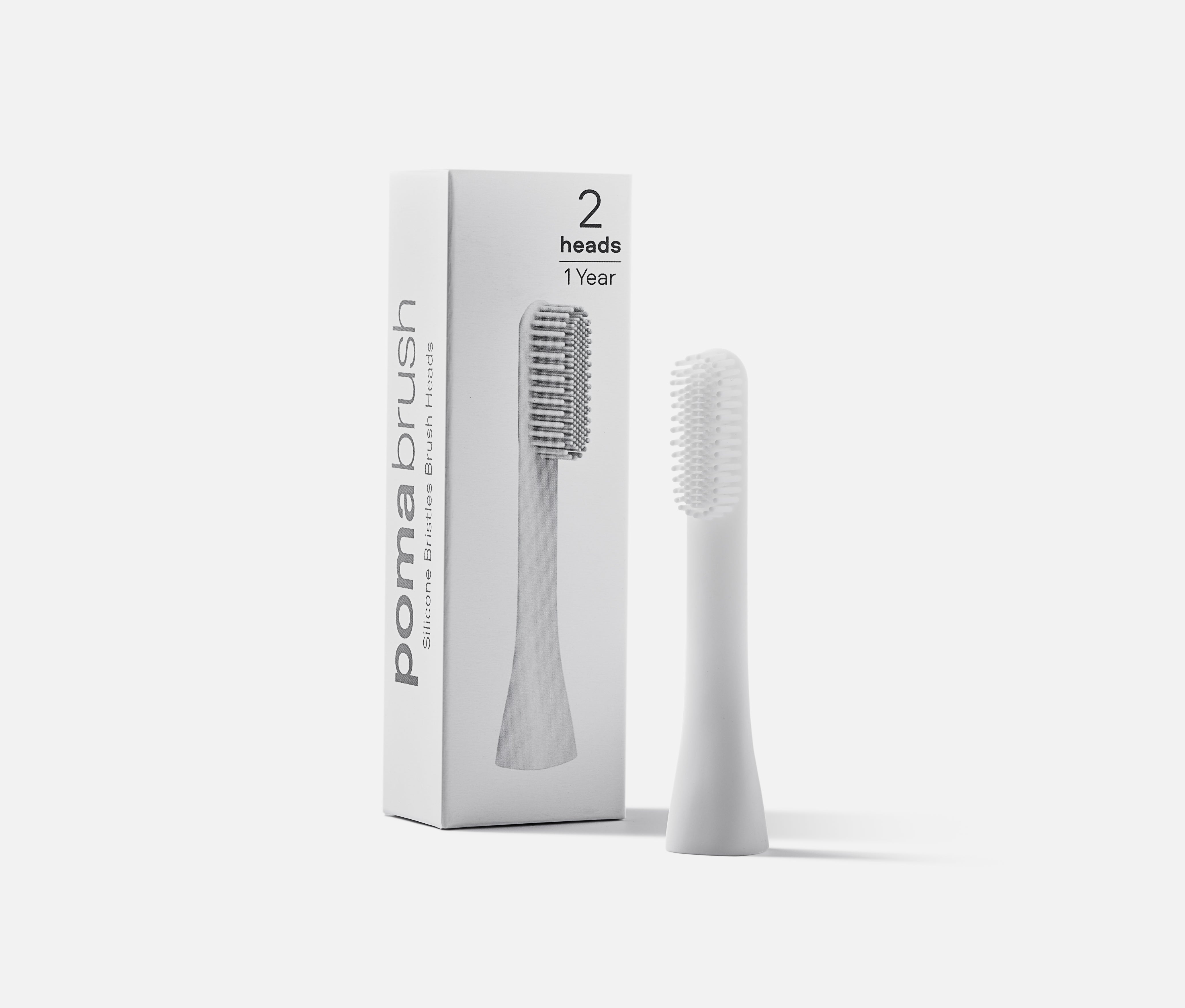 Pomabrush - Pure Silicone Brush Heads - White (Pack of 2)