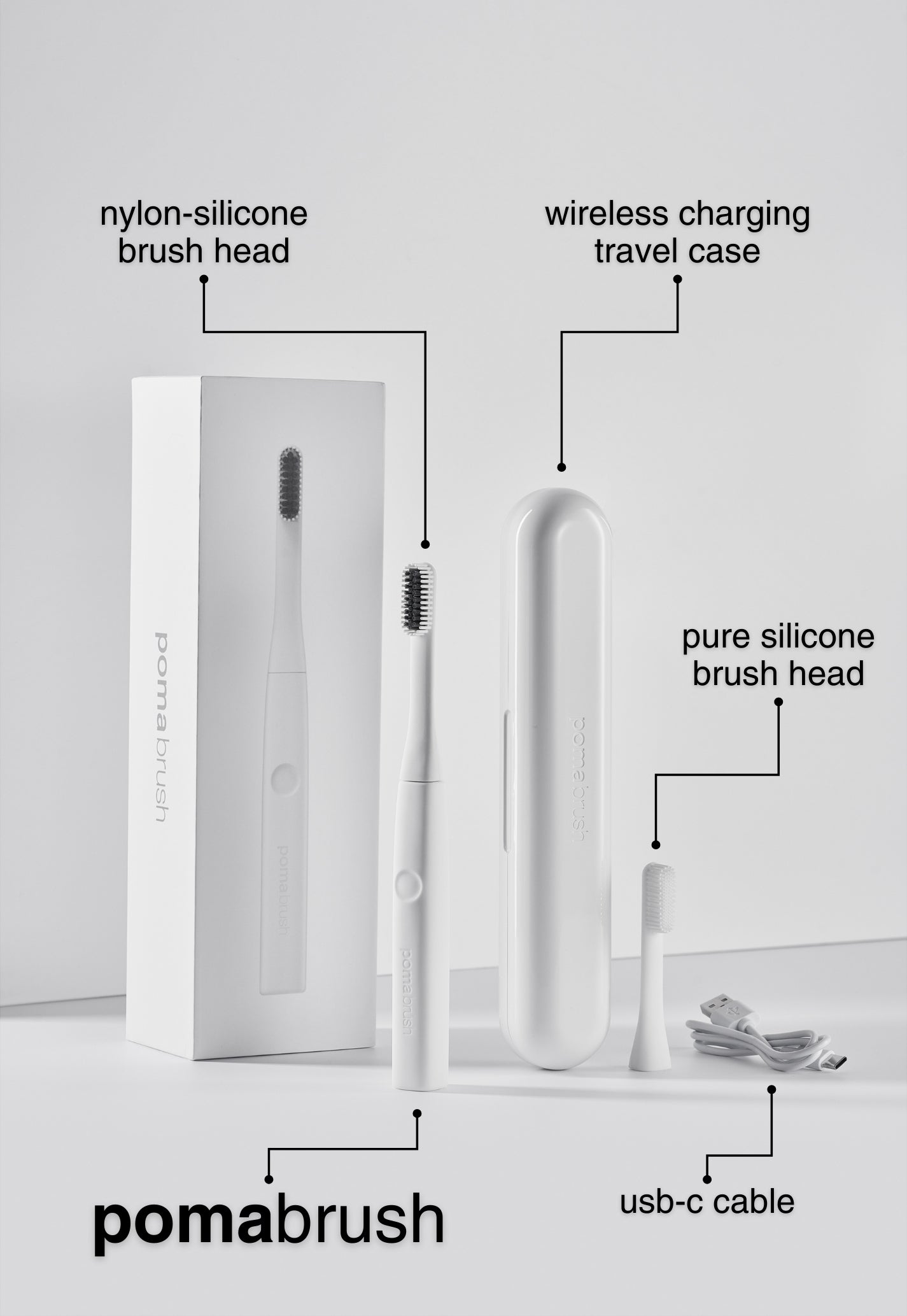 Pomabrush Factory Stock - Sonic Toothbrush Set - White